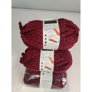 Touch Of Alpaca Thick & Quick Lion Brand Yarn Jumbo 7, Burgendy, 3 pack Lot